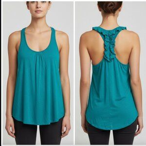 Teal Razor Back Tank with Ruffle Back